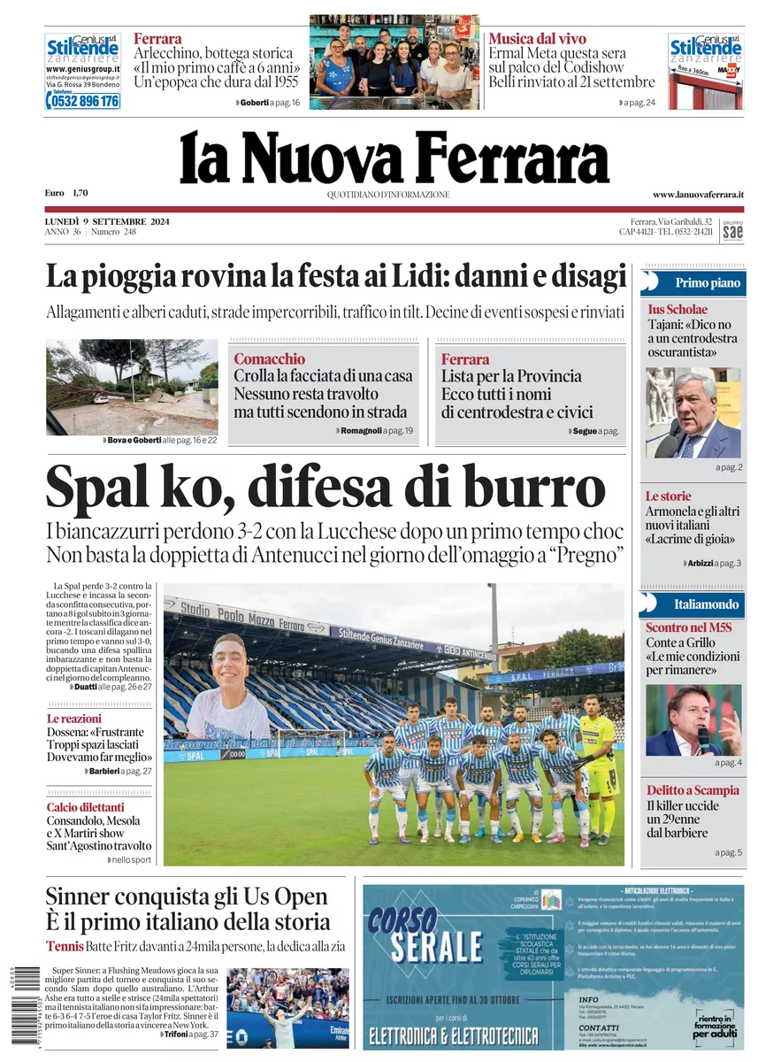 Prima-pagina-nuova ferrara-oggi-edizione-del-2024-09-09